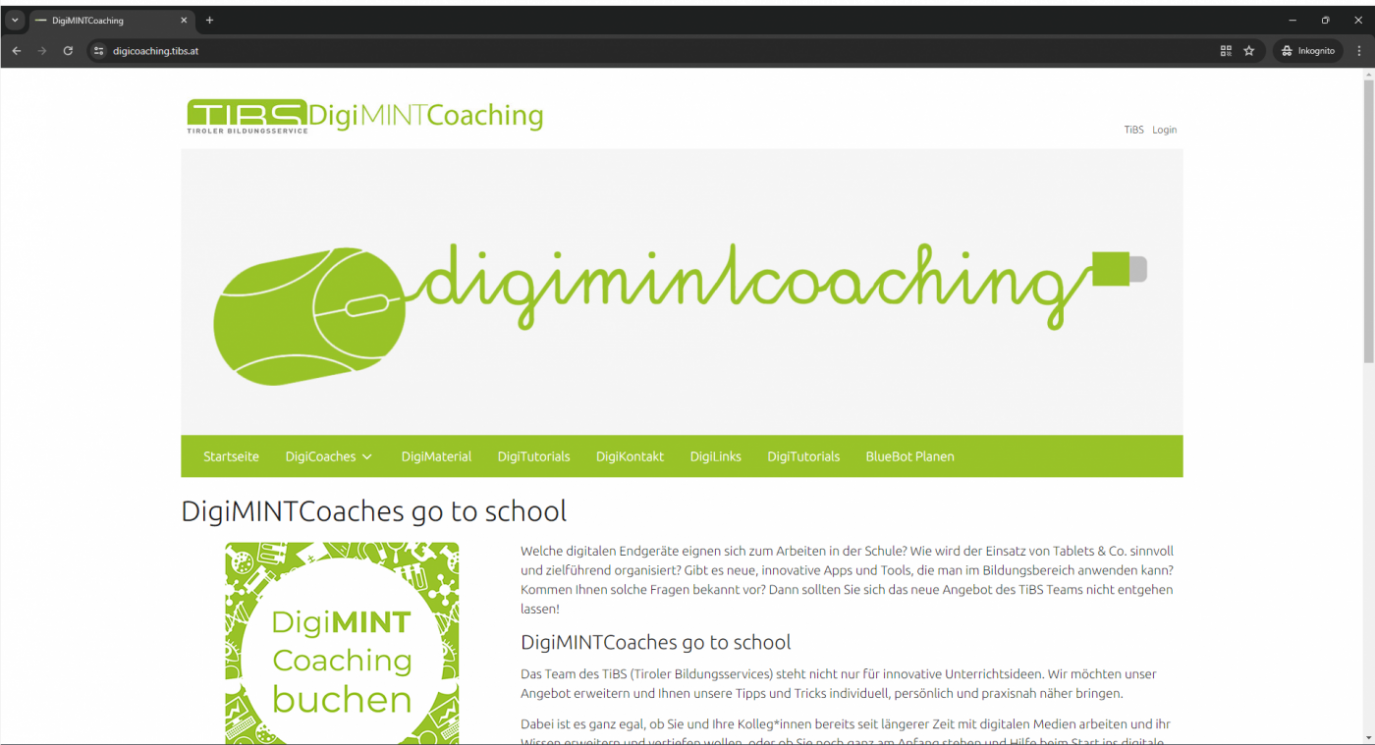 Screenshot digicoaching.tibs.at